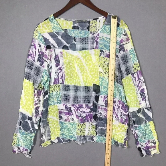 Chalet Et Ceci Womens Size Medium Long Sleeve Top Crinkled Lagenlook Art to Wear - Picture 10 of 16